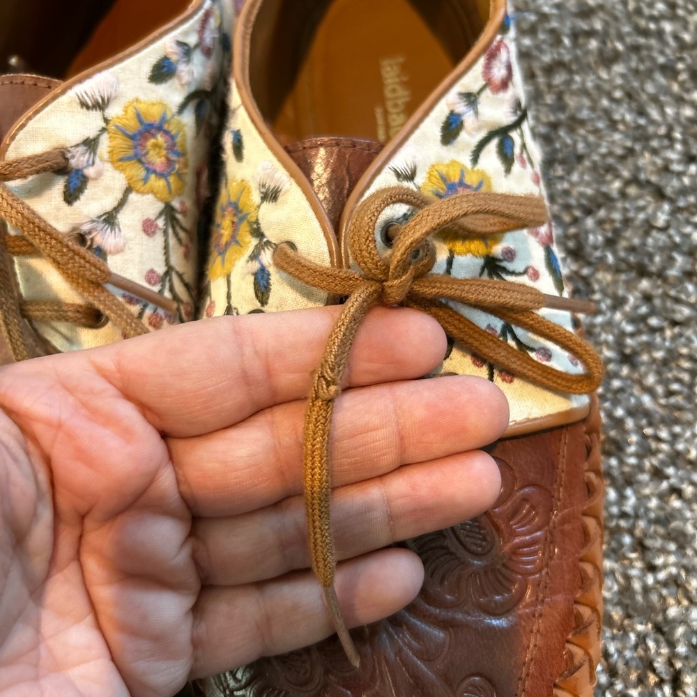 Laidback London Coriander Oxfords Womens Size 41 Brown Leather Hand-Embroidered - Picture 2 of 9